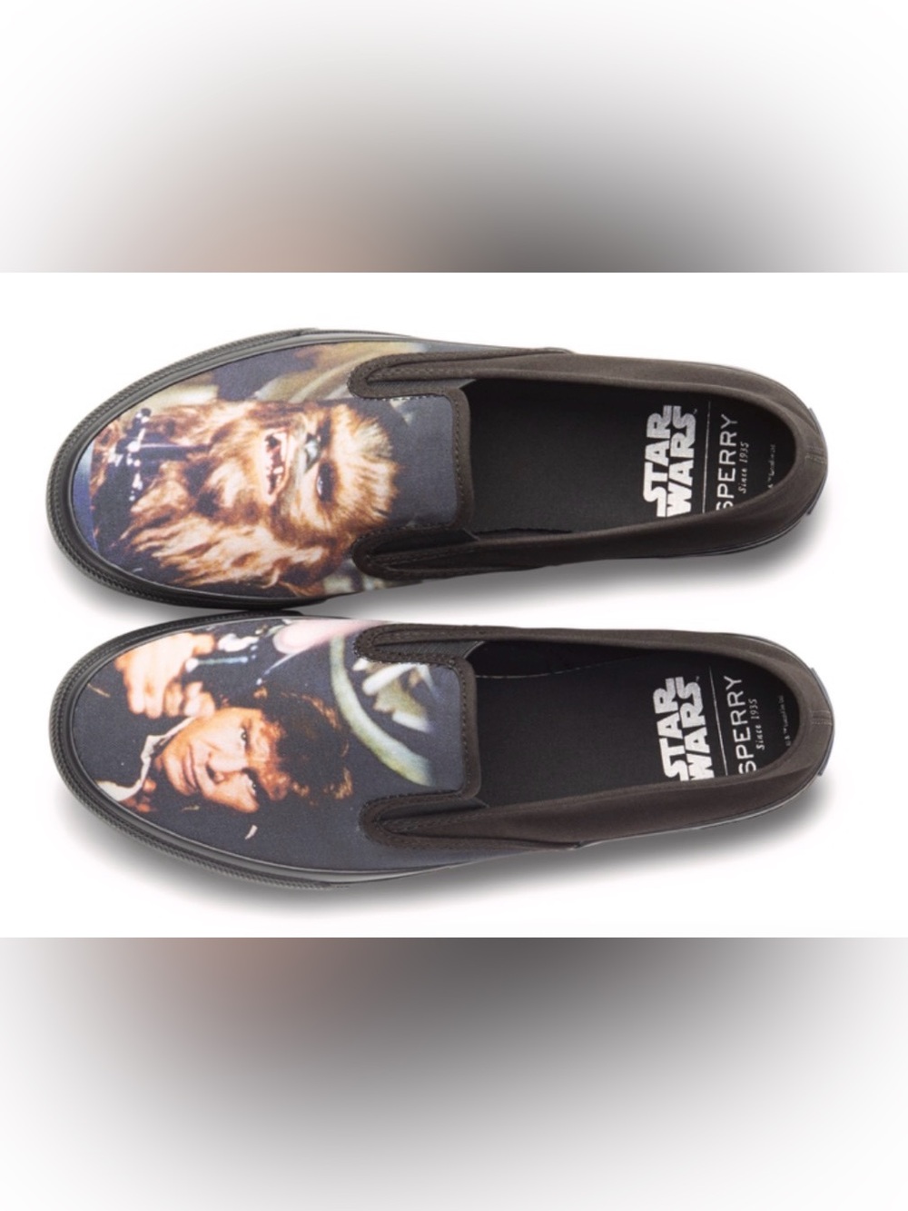 Star Wars Black Canvas Slip-On Shoes with Character Print